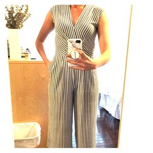 Striped wide leg jumpsuit